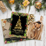 Modern Black Gold Magical Christmas Tree 2 Photo  Holiday Card<br><div class="desc">Modern Black Gold Magical Christmas Tree 2 Photo Holiday Card</div>