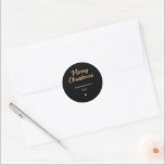Modern Black & Gold  Merry Christmas Classic Round Sticker<br><div class="desc">gold Handwritten Merry Christmas Classic Round Sticker</div>