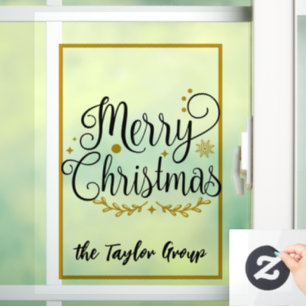 Modern Black & Gold Merry Christmas  Window Cling