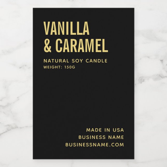 Modern black gold minimalist candle product label (Single Label)