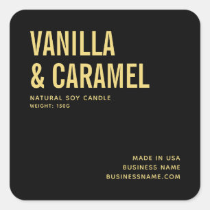Modern black gold minimalist candle product label