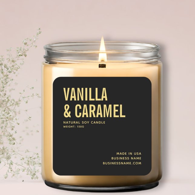 Modern black gold minimalist candle product label (Creator Uploaded)