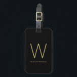 Modern black gold minimalist monogram name luggage tag<br><div class="desc">Modern black gold minimalist monogram name luggage tag</div>