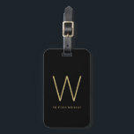 Modern black gold minimalist monogram name luggage tag<br><div class="desc">Modern black gold minimalist monogram name luggage tag</div>