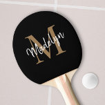 Modern Black Gold Monogram Elegant Script Name Ping Pong Paddle<br><div class="desc">Modern Black Gold Monogram Elegant Script Name Ping Pong Paddle.Easily personalize this modern elegant ping pong paddle with your custom monogram and name.</div>
