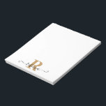 Modern Black Gold Monogram Hand Script Name Notepad<br><div class="desc">Modern, stylish notepads personalized with a monogram or initials in gold and a name in an elegant, chic handwritten script in black. CHANGES: Change the text font style, colour, size and placement for a custom look by clicking on CUSTOMIZE FURTHER at the bottom of the PERSONALIZE section. Contact the designer...</div>