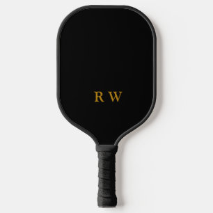 Modern Black Gold Monogram Pickleball Paddle