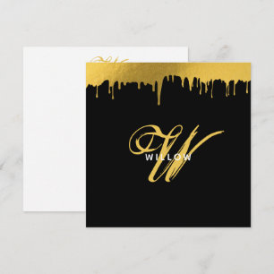 Modern Black & Gold Monogram Vintage Script Card