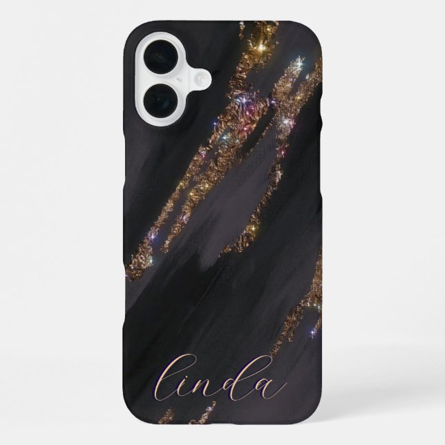Modern Black Gold Monogrammed Case- Mate iPhone Case (Back)