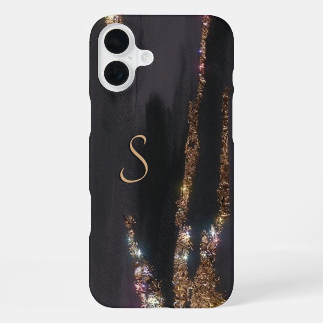 Modern Black Gold Monogrammed Case- Mate iPhone Case (Back)