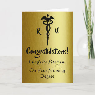 Modern Black &Gold Nurse Graduation Congratulation Card