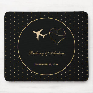 Modern Black Gold Personalized Wedding  Script Mouse Pad