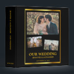 Modern black gold photo collage wedding album binder<br><div class="desc">Create your own stylish black and gold photo collage, . wedding album.
Add your own photos,  names and text and create a very personal and unique album.</div>