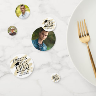 Modern Black Gold Photo Congrats Grad Personalized Confetti