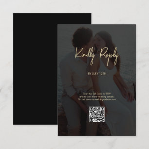 Modern Black Gold Photo Overlay Wedding Enclosure Card