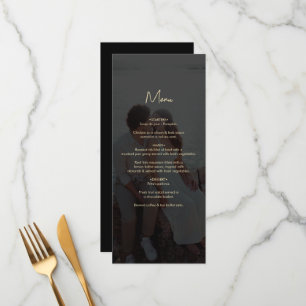 Modern Black Gold Photo Overlay Wedding Menu