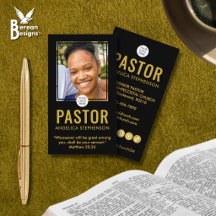 Modern Black Gold Photo QR Logo Church Pastor 