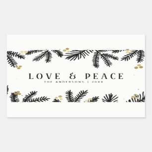 Modern Black & Gold Pine and Berries Holiday Sticker