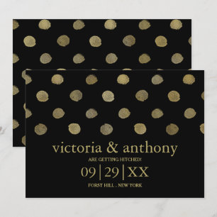 Modern Black & Gold Polka Dots Save The Date