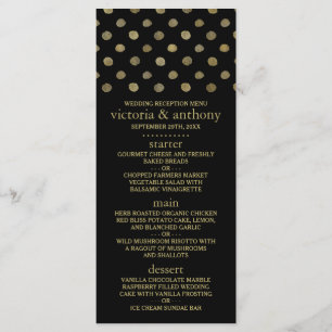 Modern Black & Gold Polka Dots Wedding Menu