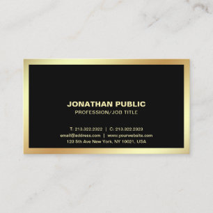 Modern Black Gold Professional Stylish Plain Business Card