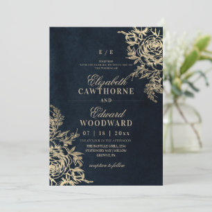 Modern Black & Gold⎮Rose Elegant Wedding Invitation