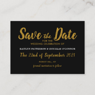 Modern Black & Gold Save The Date Enclosure Card