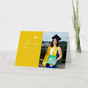 Modern Black Gold Script Graduation Thank You Foil Greeting Card