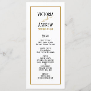 Modern Black Gold Script Minimal Wedding Menu