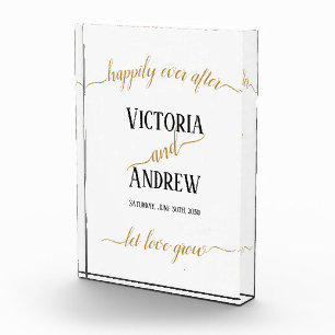 Modern Black Gold Script Minimal Wedding Photo Block