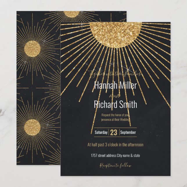 Modern Black Gold Shining Sun (Front/Back)