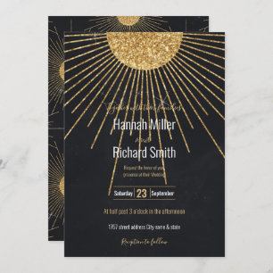 Modern Black Gold Shining Sun