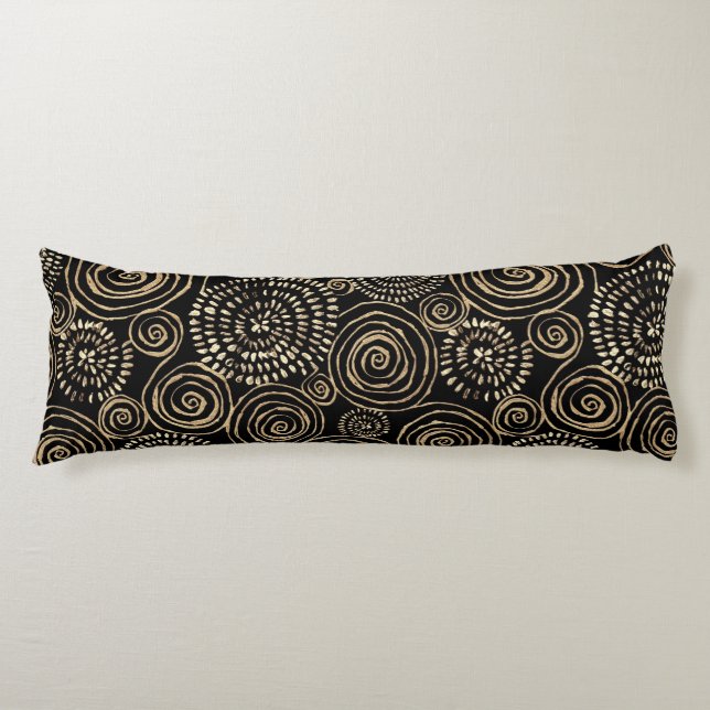 Modern Black Gold Silver Body Pillow (Front)