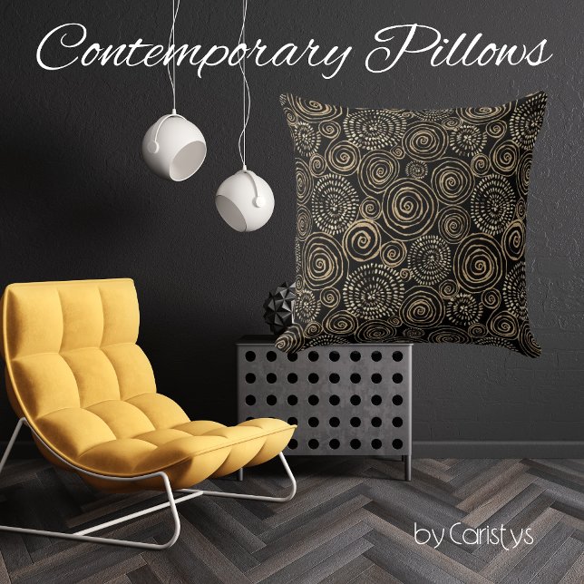 Modern Black Gold Silver Lumbar Pillow (Creator Uploaded)