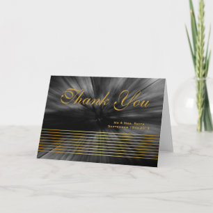 Modern Black Gold Striped Sleek Thank You Card