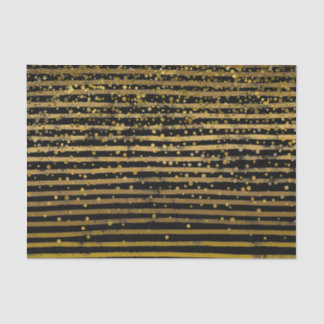 Modern Black Gold Stripes Foil Confetti Dots Tissue Paper