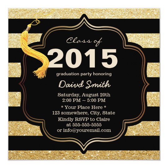 Modern Black & Gold Stripes Graduation Card