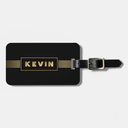 Modern Black &Gold Stripes Luggage Tag