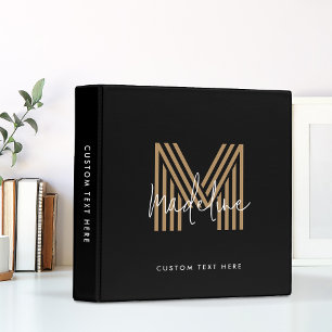 Modern Black Gold Typeface Monogram Typography Binder
