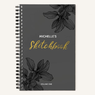 Modern Black & Gold Typography  Sketchbook Noteboo Notebook