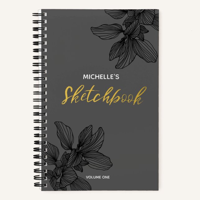 Modern Black & Gold Typography  Sketchbook Noteboo Notebook (Front)