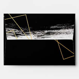Modern Black & Gold Watercolor Geometric Envelope