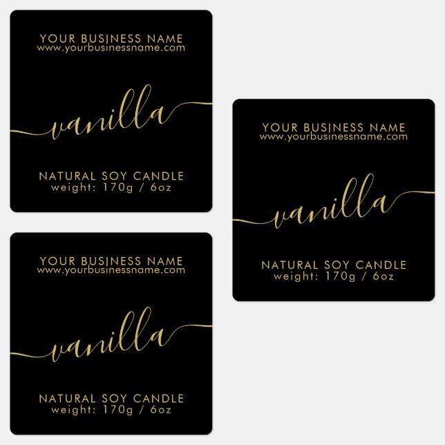 Modern black gold waterproof candle product label  (Group)