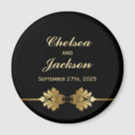 Modern Black Gold Wedding Keepsake Magnet<br><div class="desc">A modern black and gold wedding keepsake featuring the bride and groom's names and their wedding date.</div>