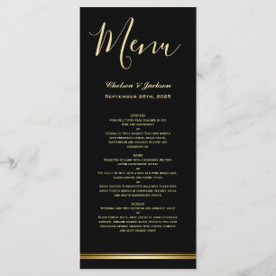 Modern Black Gold Wedding Menu
