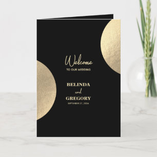 Modern Black Gold Wedding Order of Service Program