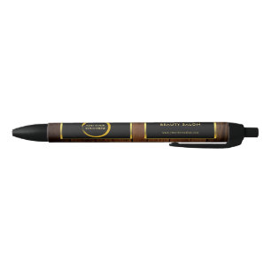 Modern black gold wood pattern professional logo black ink pen