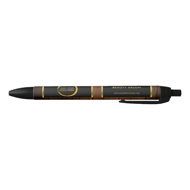 Modern black gold wood pattern professional logo black ink pen (Bottom)