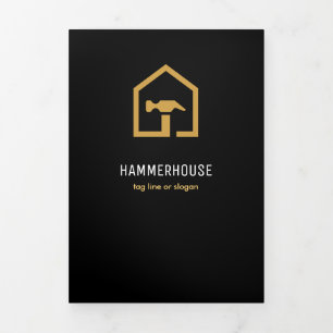 Modern Black & Golden Construction Build Fold Card