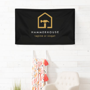 Modern Black & Golden Construction Building Banner